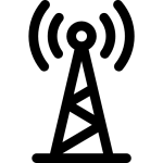 Línea de telecomunicaciones icono negro